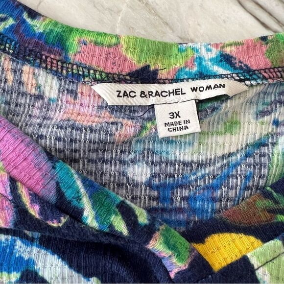 Zac And Rachel Floral Textured Rib Knit top/blouse size 3X NWT. - Picture 7 of 12